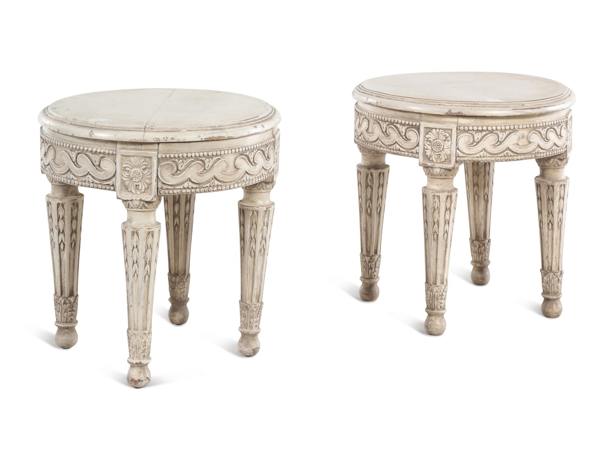 A Pair of Louis XVI Style Painted Side Tables