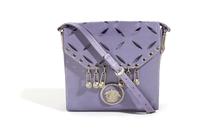A Gianni Versace Purple Leather Safety Pin Shoulder Bag, 10" x 9.5" x 4"; Strap drop: 11-16".