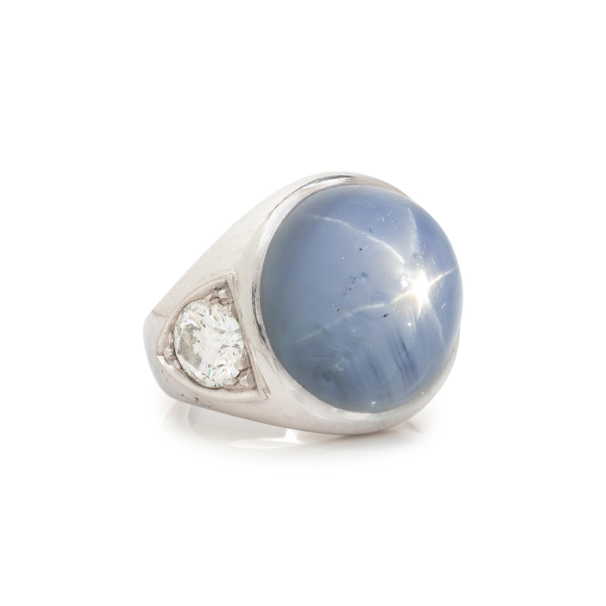 STAR SAPPHIRE AND DIAMOND RING