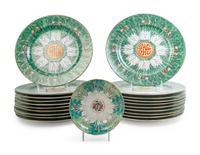 A Partial Set of Chinese Famille Rose 'Cabbage' Porcelain Dinner Service