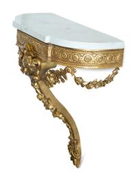 A Pair of Neoclassical Style Giltwood Marble-Top Console Tables — 19th Century