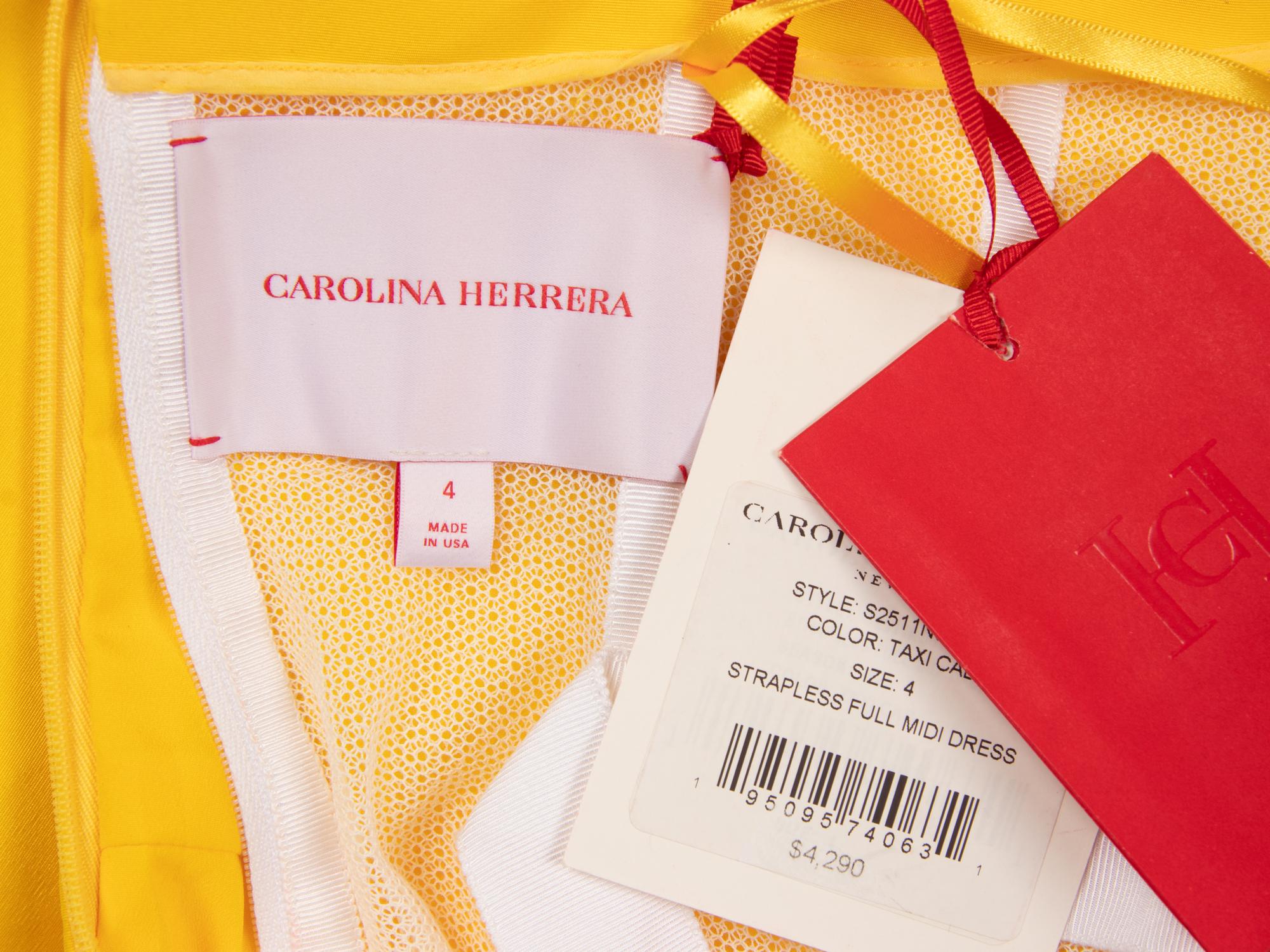 Carolina Herrera Yellow Silk-Faille Midi Dress