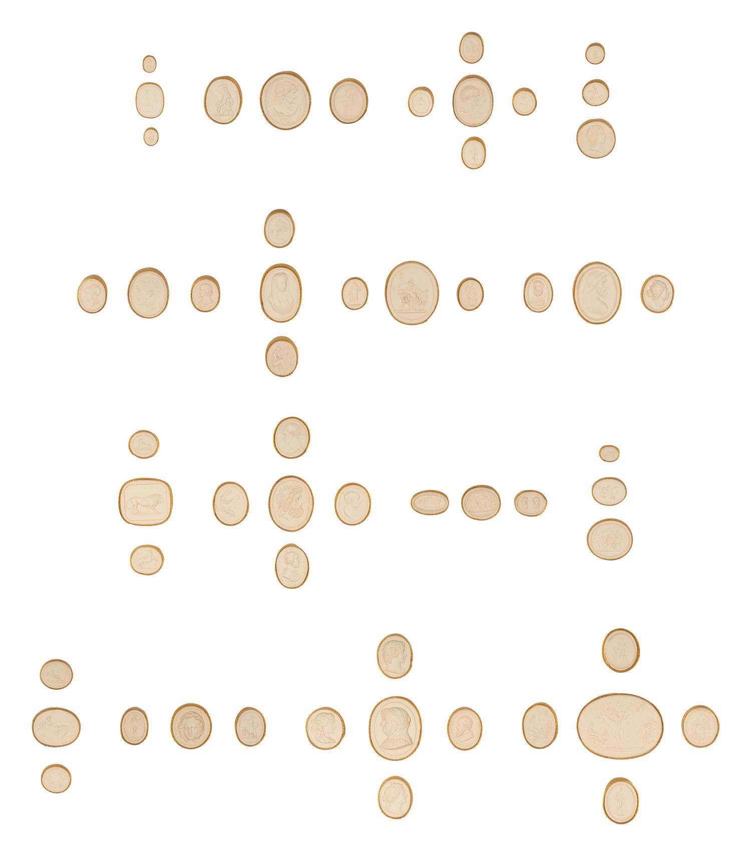 Sixteen Framed Groups of Grand Tour Plaster Intaglios