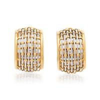 CARTIER, YELLOW GOLD AND STEEL HOOP EARRINGS