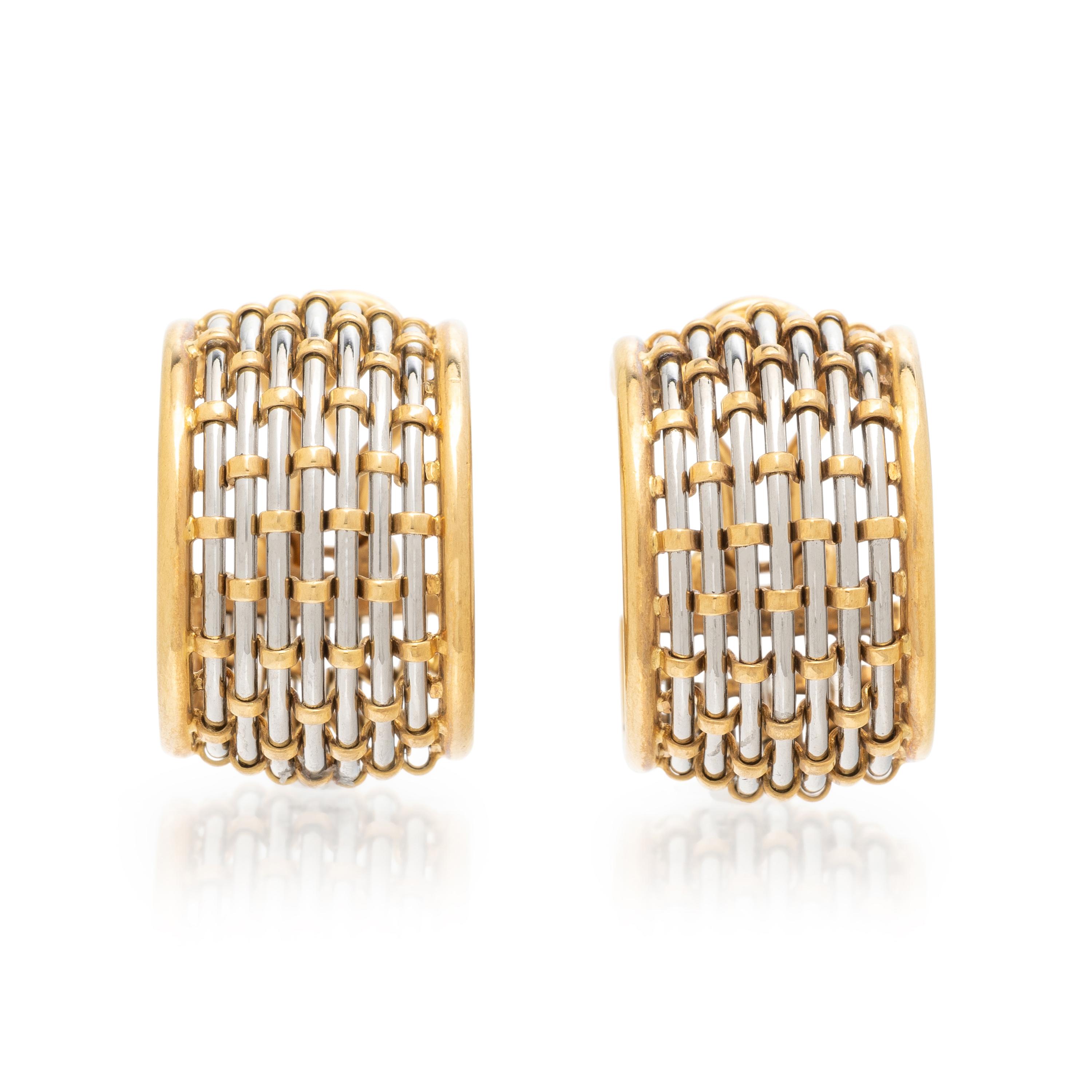 CARTIER, YELLOW GOLD AND STEEL HOOP EARRINGS