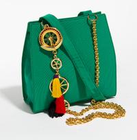 A Gianni Versace Green Silk Shoulder Bag, 8" x 8" x 3"; Strap drop: 19.5".