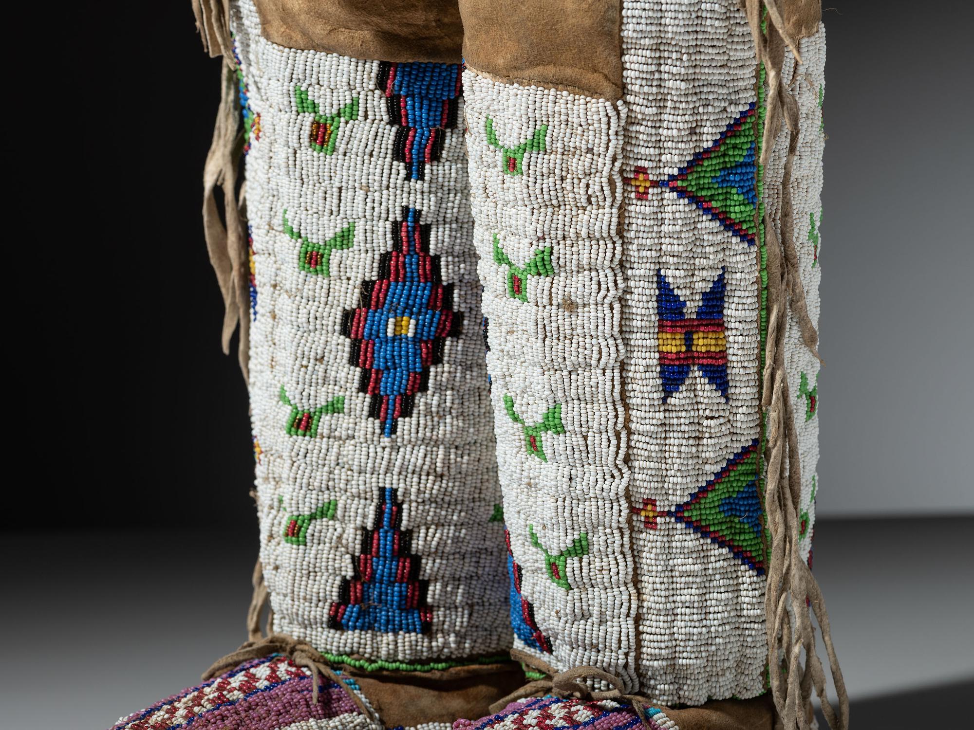 Sioux Beaded Hide Leggings and Moccasins
