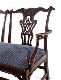A George III Style Carved Mahogany Double Chair-Back Settee after a Design by Thomas Chippendale