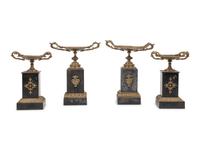 Two Pairs of Continental Gilt Bronze and Marble Tazze