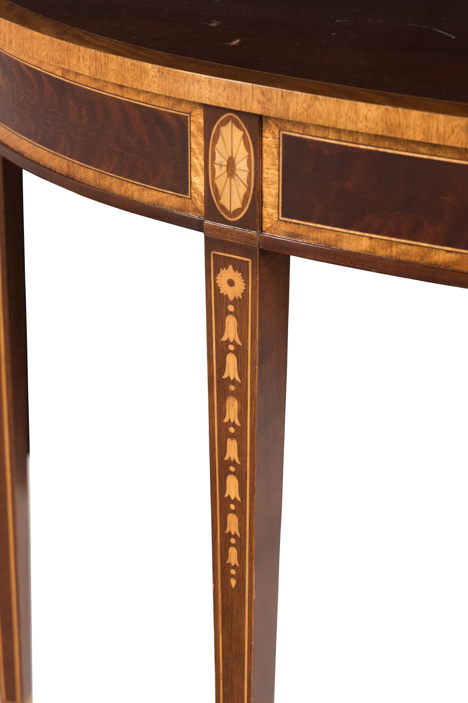 A George III Style Mahogany and Marquetry Console Table