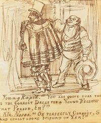 English School 19th Century, Two Satirical Ink Drawings
