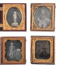 [EARLY PHOTOGRAHY]. A group of 16 cased images featuring subjects with hats, including: