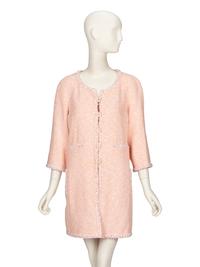 CHANEL, PINK TWEED THREE-QUARTER JACKET