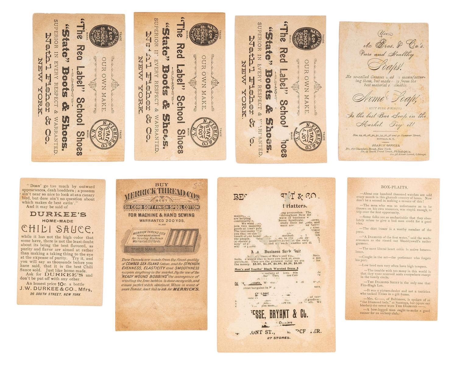 [ADVERTISING]. A collection of 193 trade cards featuring African American subjects. Late 19th-early 20th century.
