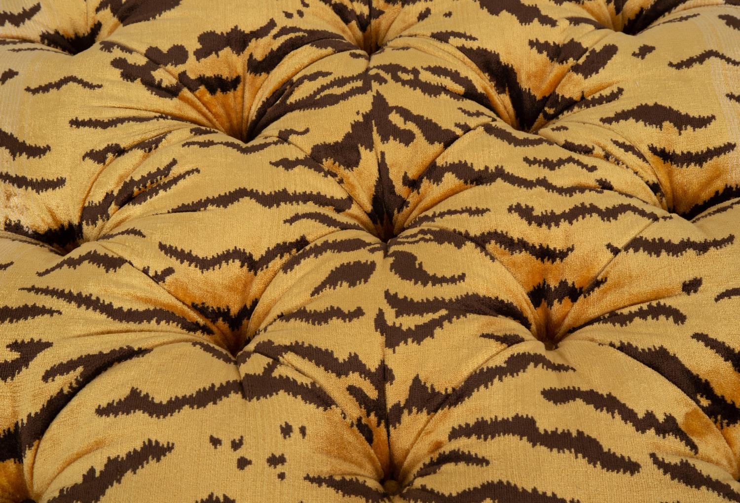 A Victorian Style Button-Tufted Mahogany Ottoman