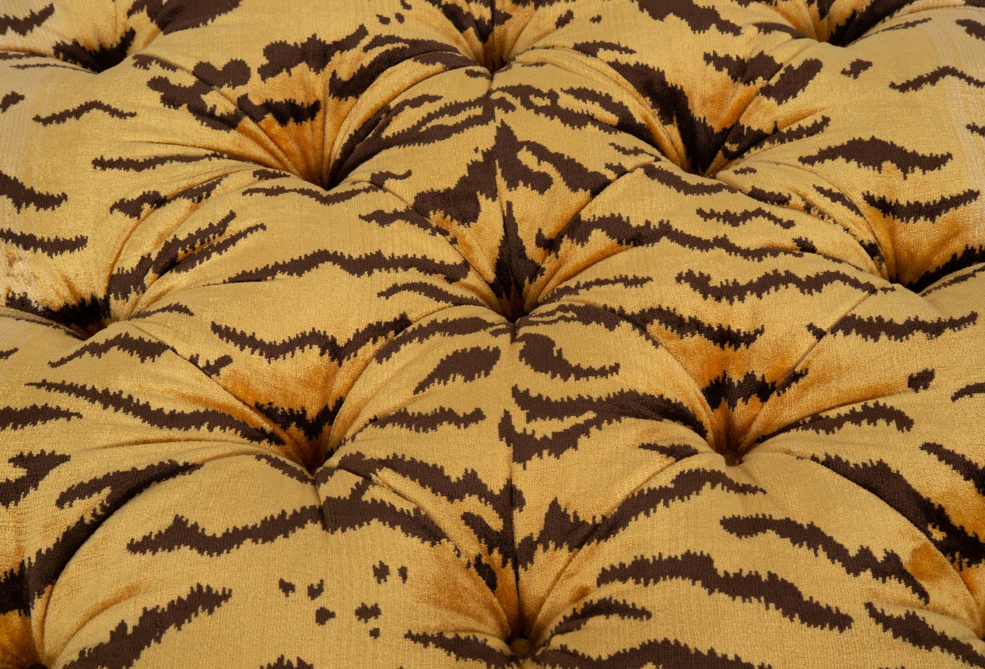 A Victorian Style Button-Tufted Mahogany Ottoman