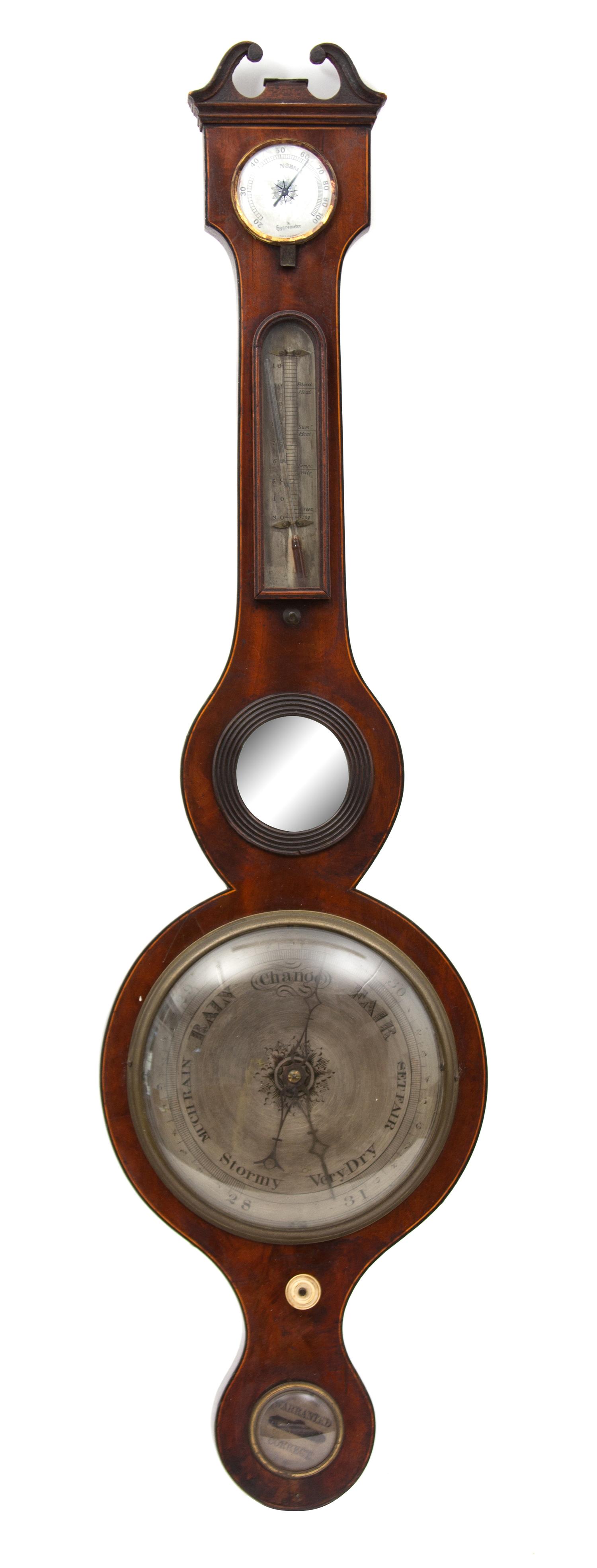A Regency Mahogany Banjo Barometer Height 38 1/2 inches. — 19TH CENTURY