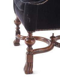A Pair of William and Mary Style Velvet-Upholstered Walnut Armchairs