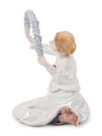 A Meissen Porcelain Figure of a Girl with Floral Wreath