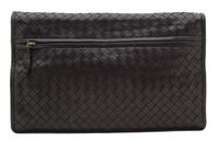 A Bottega Veneta Black Intrecciato Flap Handbag, 12" x 8" x 1".