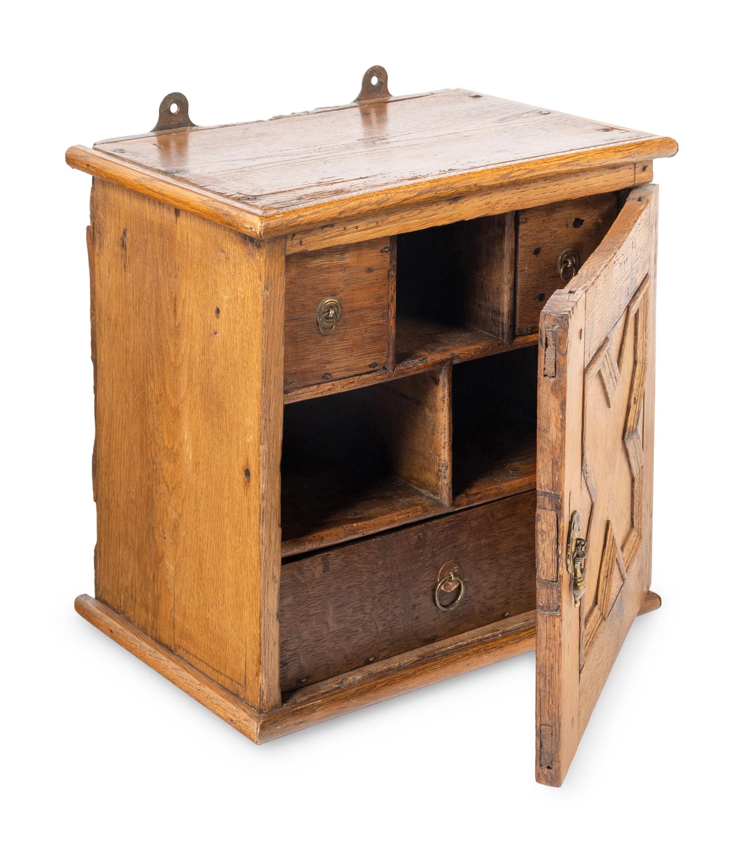 A Charles II Oak Spice Cabinet