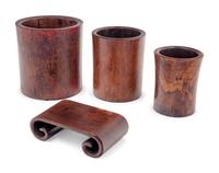 Four Chinese Huaghuali and Hardwood Scholar's Objects