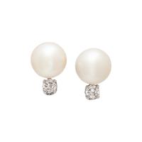 CULTURED PEARL AND DIAMOND EARRINGS