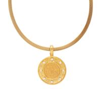 Elizabeth Locke, Yellow Gold and Diamond Ancient Coin Pendant with Unsigned Chain