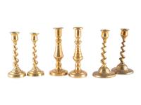 Three Pairs of Brass Tapersticks