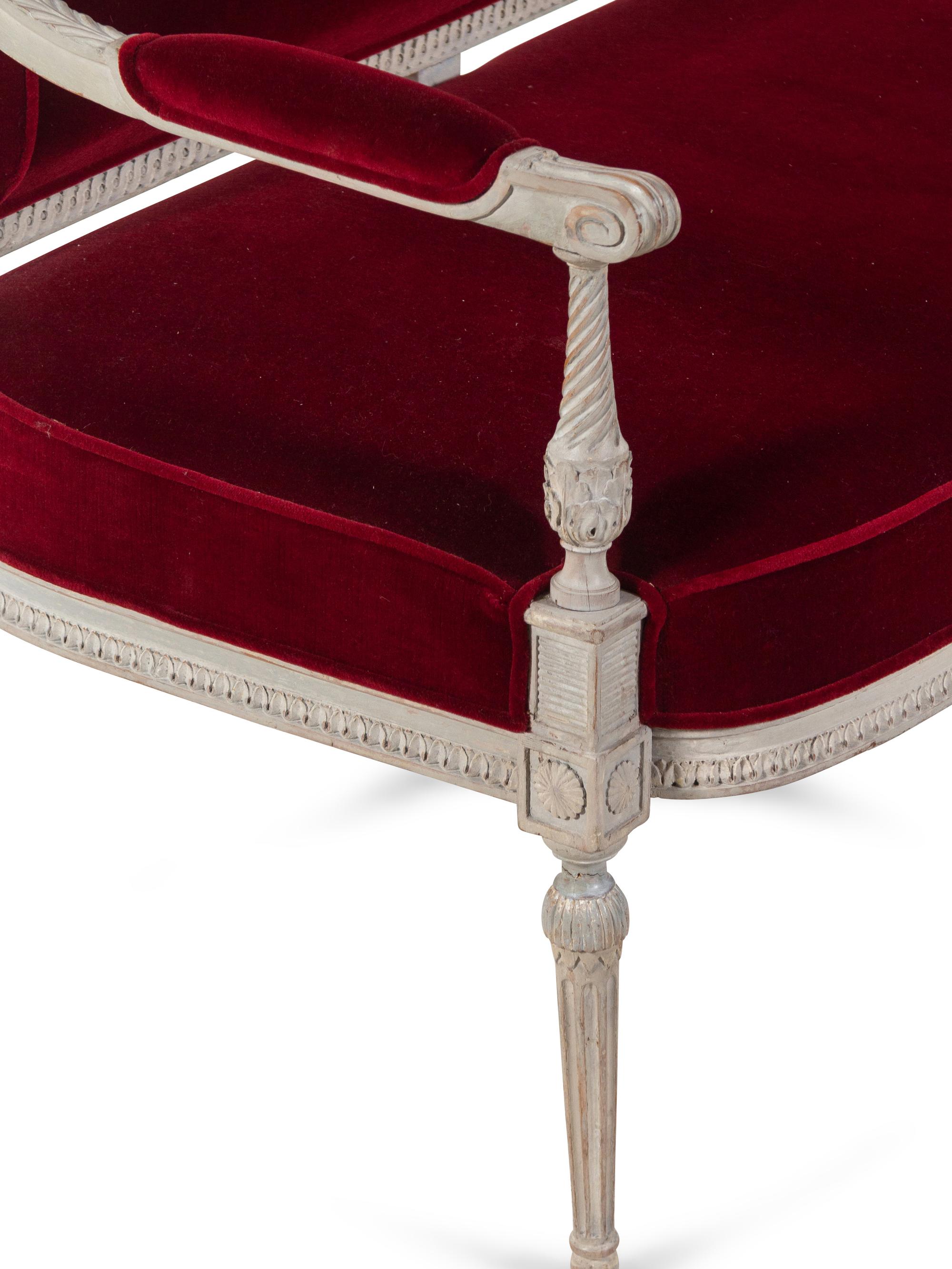 A Louis XVI White-Painted Beechwood Settee