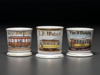 Three Trolley Car Operator's Porcelain Occupational Shaving Mugs