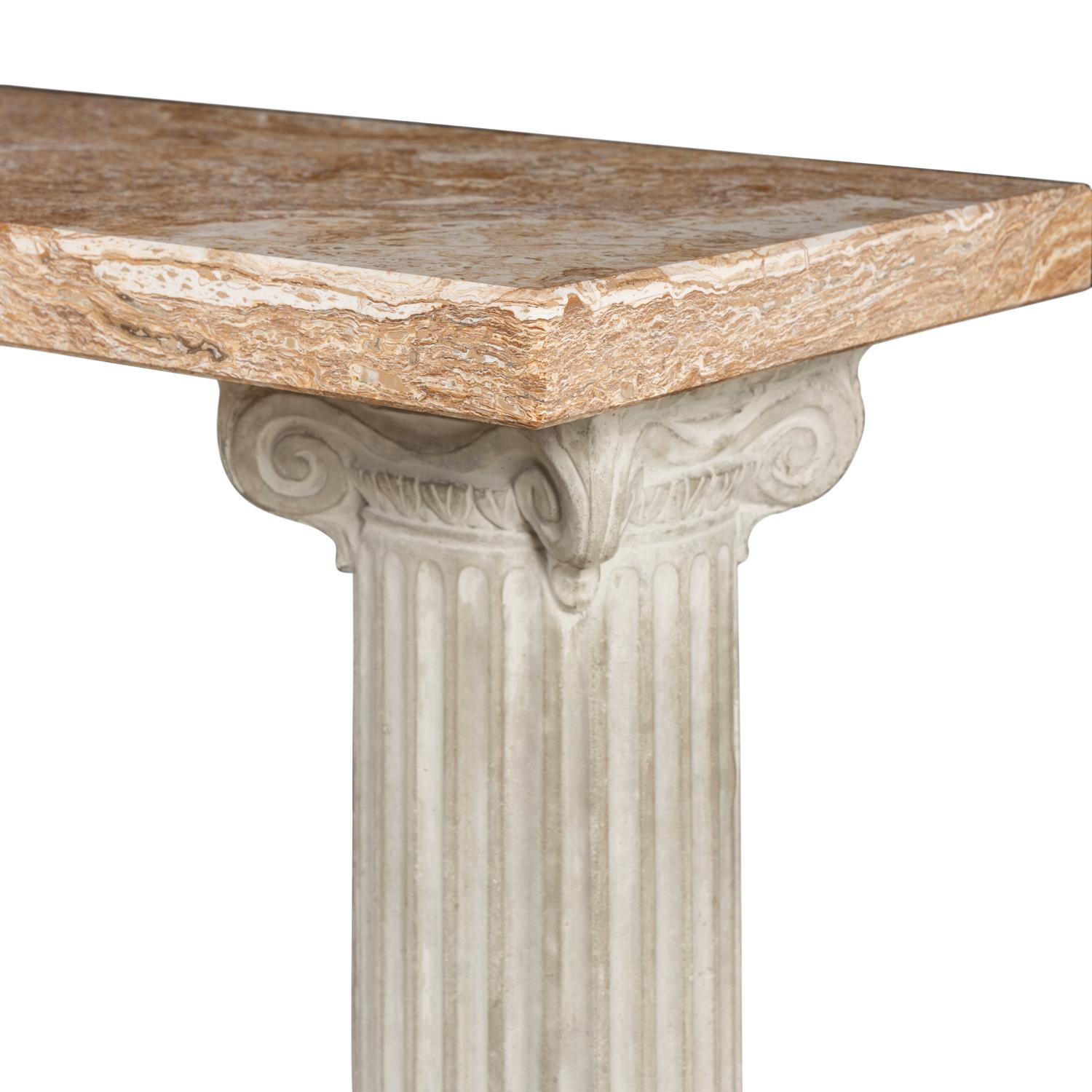 An Italian Style Marble-Top and Plaster Column Console Table