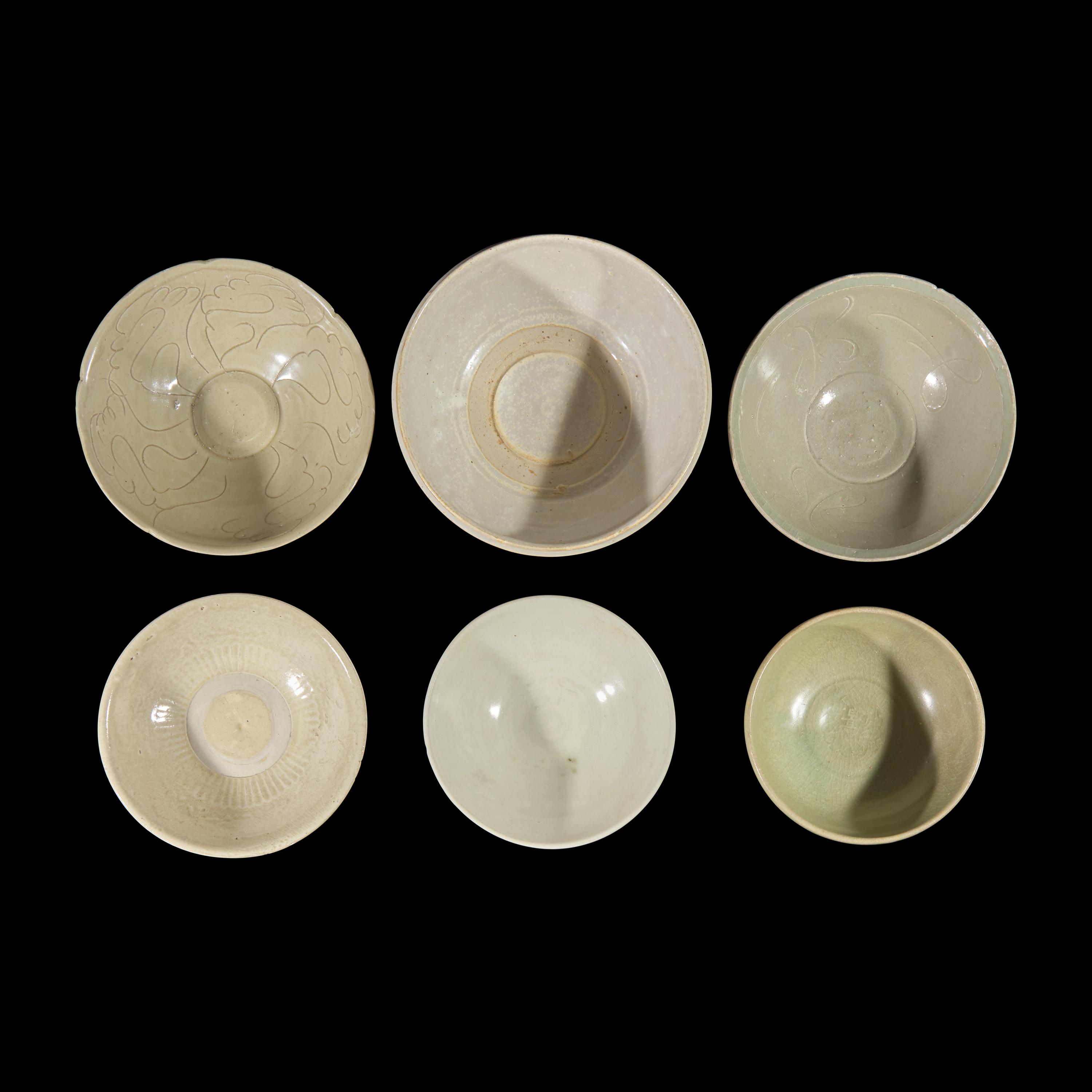 Eight Southeast Asian Celadon and Whiteware Bowls, 14th-16th Century