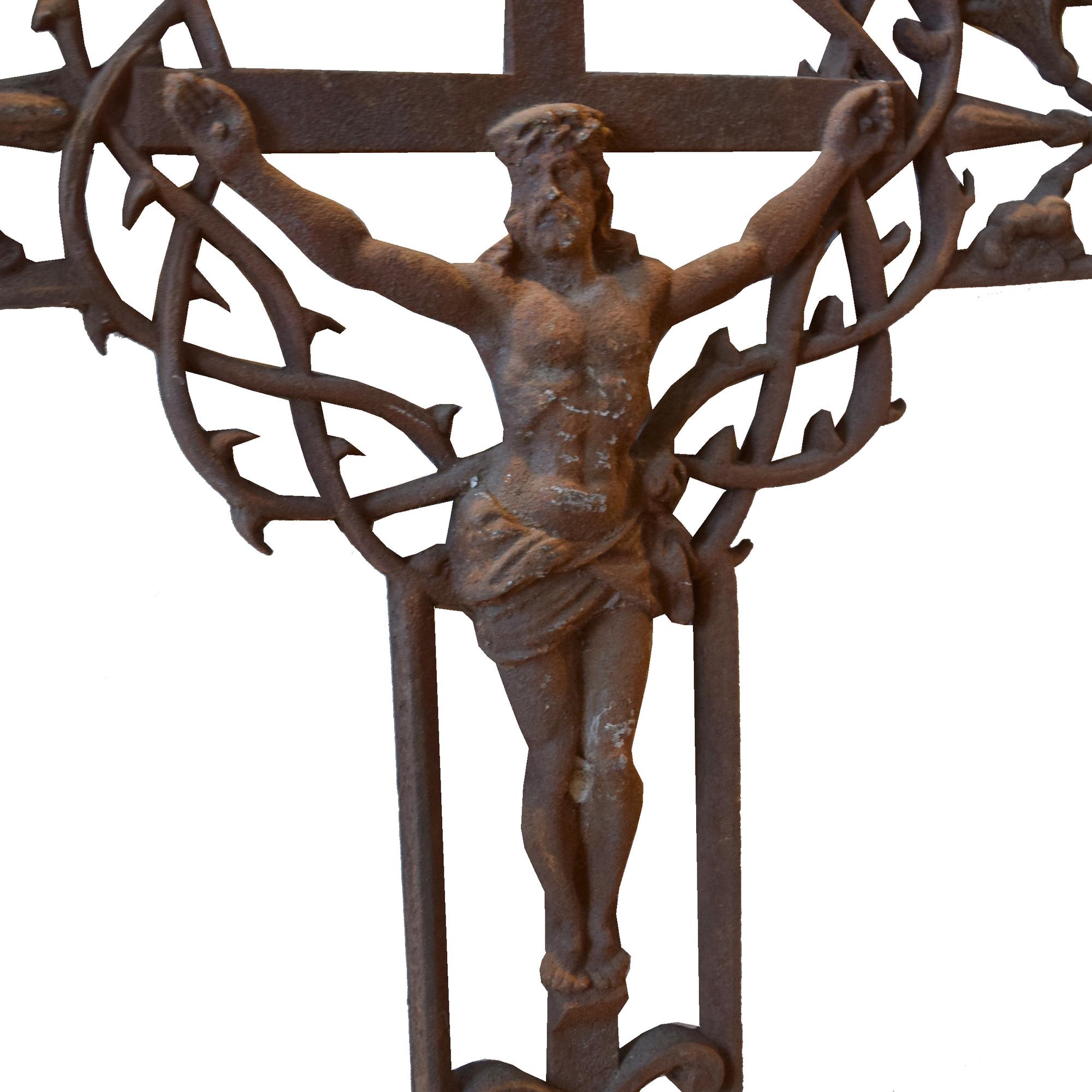 A Cast Iron Crucifix 37" W x 2" D x 63" H — France, 20th Century
