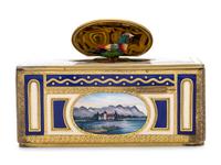 A German Hand-Painted Enamel Singing Bird Automaton Box
