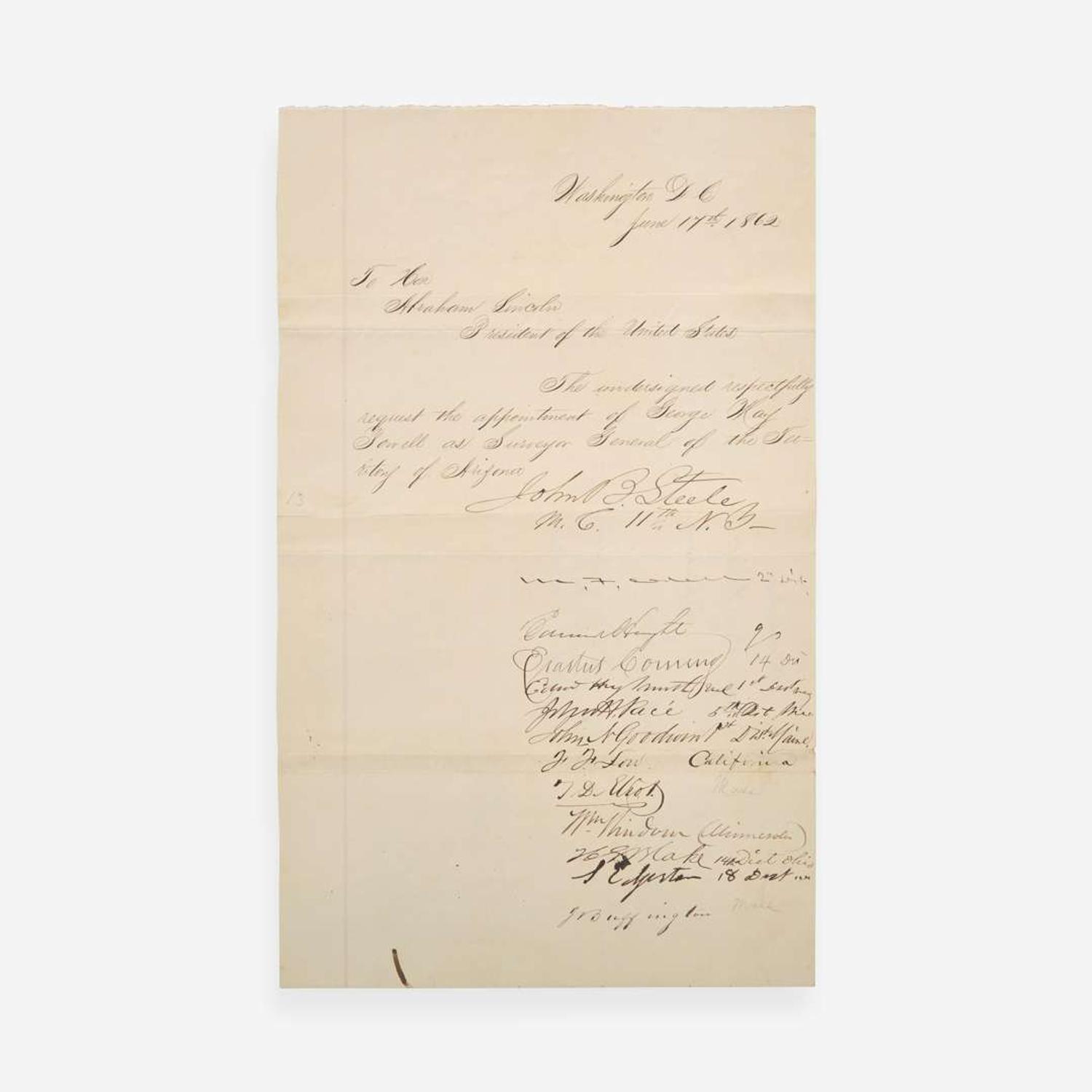 [Presidential] [Lincoln, Abraham] [Powell, George May] Group of 3 Manuscript Documents