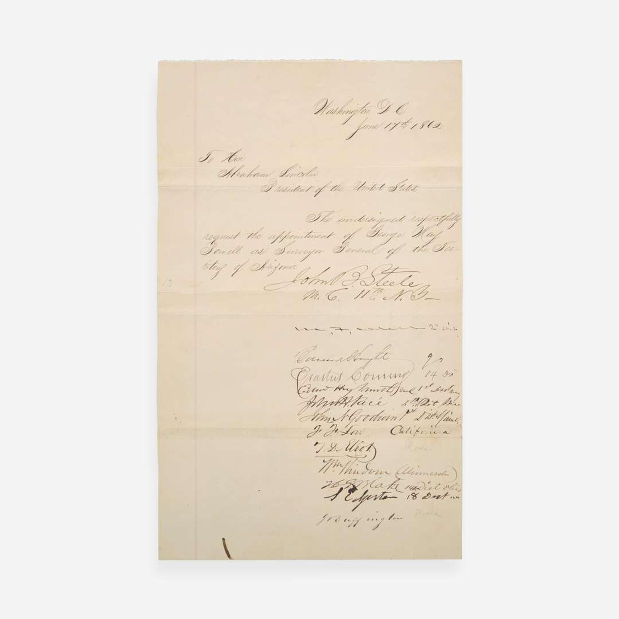 [Presidential] [Lincoln, Abraham] [Powell, George May] Group of 3 Manuscript Documents