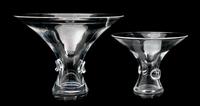 Two Steuben Crimped Compotes Height of taller 6 1/2 inches.