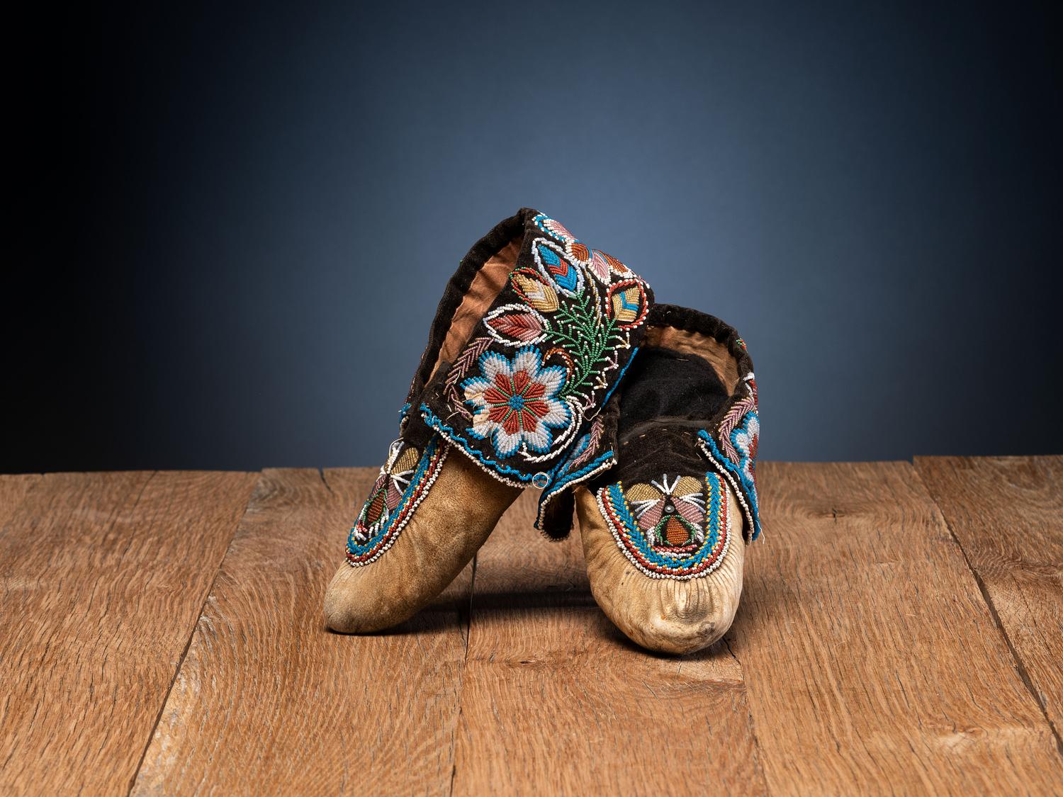 Mik'maq Beaded Hide Moccasins