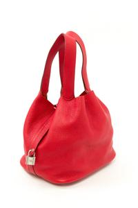 An Hermès Rouge Taurillon Clemence Picotin Lock GM Bag, 8.5" x 10.5" x 10.5"; Handle drop: 9".