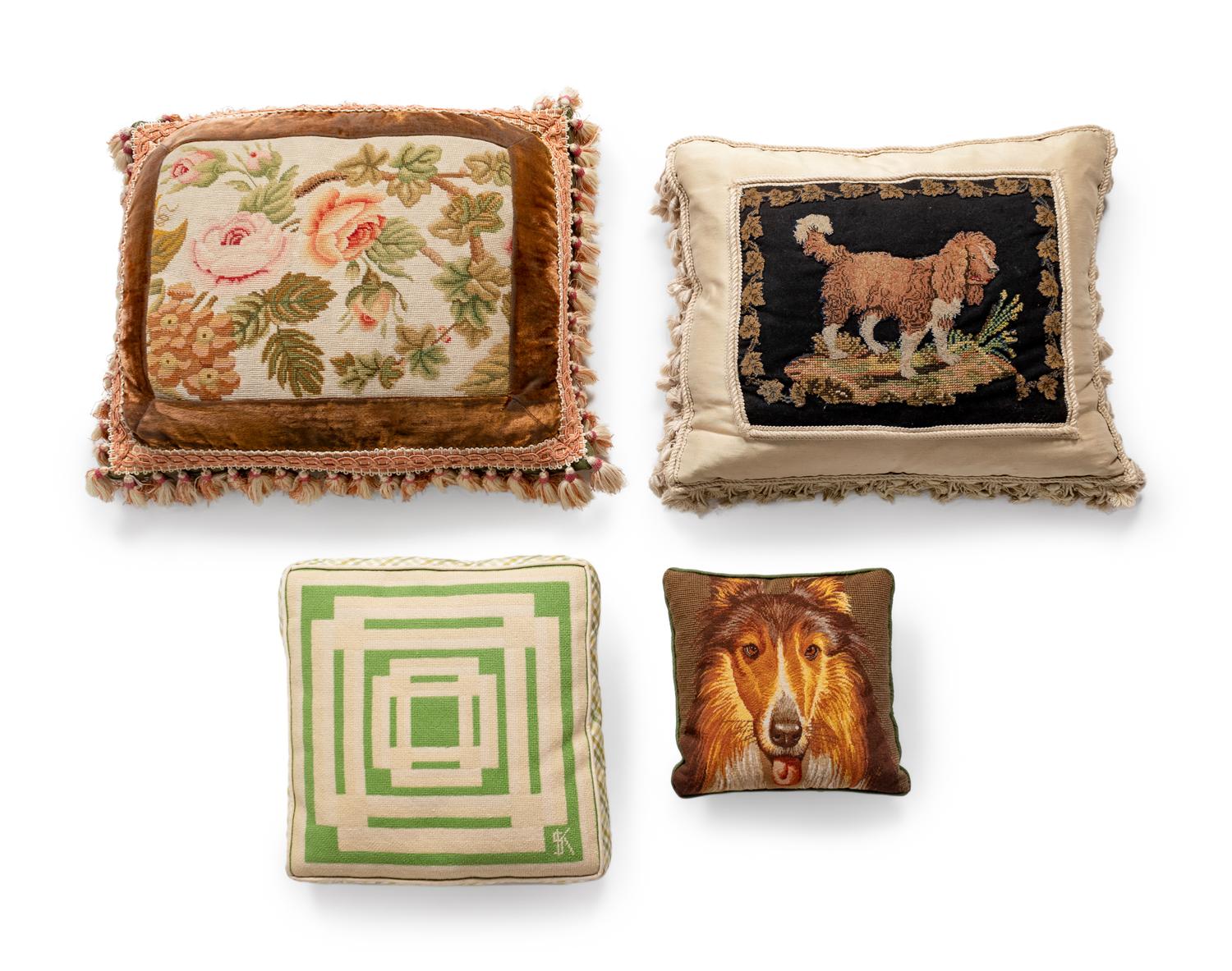 Four Needlepoint Pillows