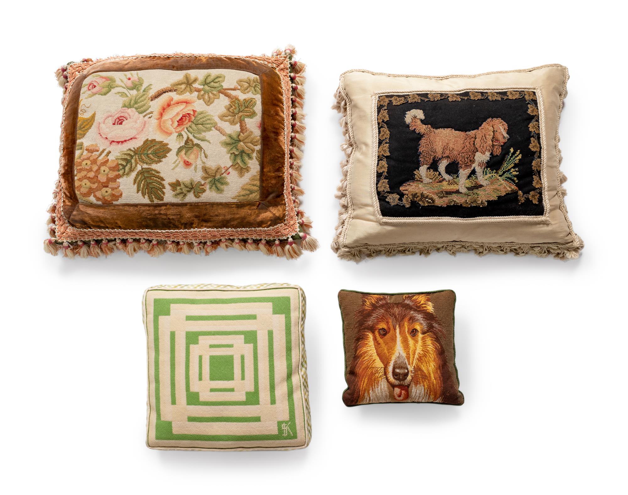 Four Needlepoint Pillows