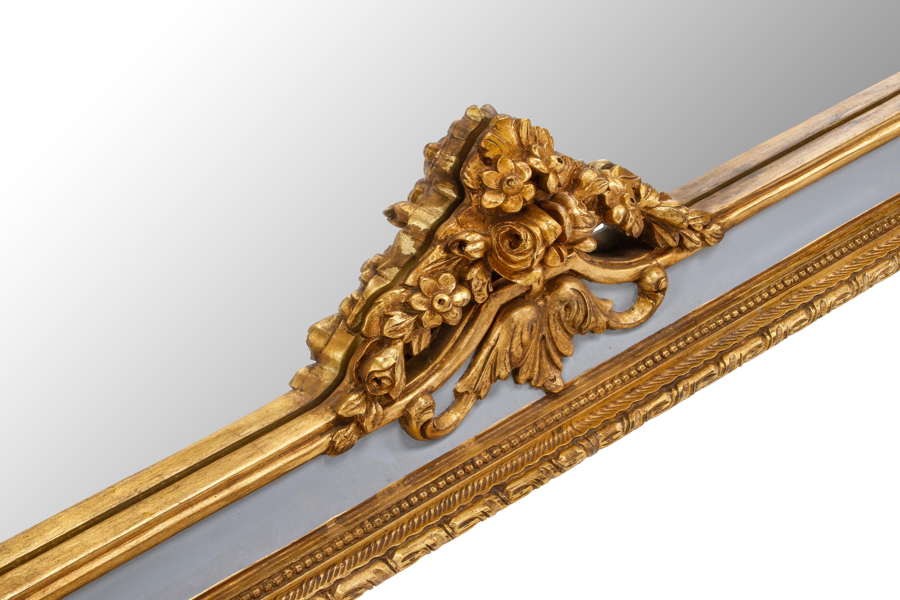 An Italian Painted and Parcel Gilt Overmantel Mirror