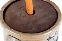 A New York Cobalt-Decorated Five-Gallon Stoneware Churn