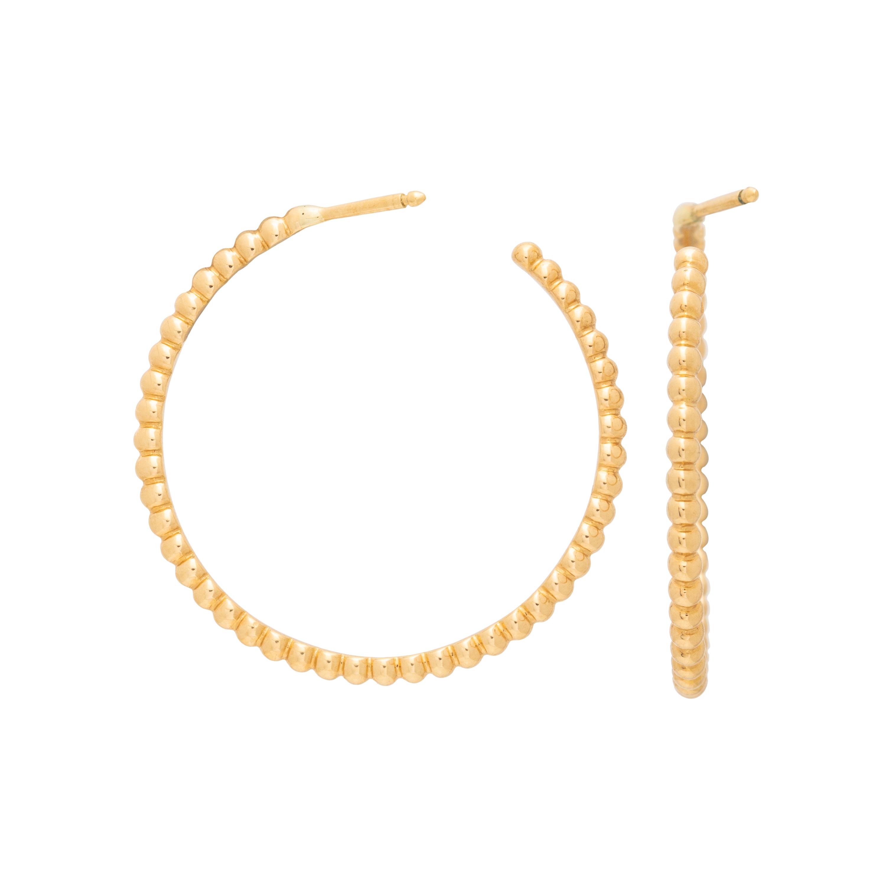 VAN CLEEF & ARPELS, YELLOW GOLD 'LA PERLÉE' HOOP EARRINGS