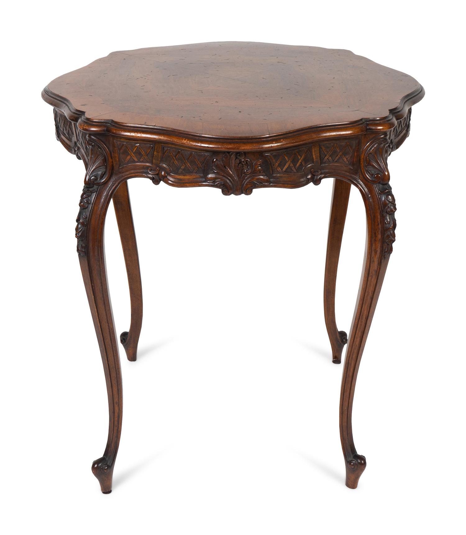 A Louis XV Style Carved Walnut Side Table — 19TH/20TH CENTURY