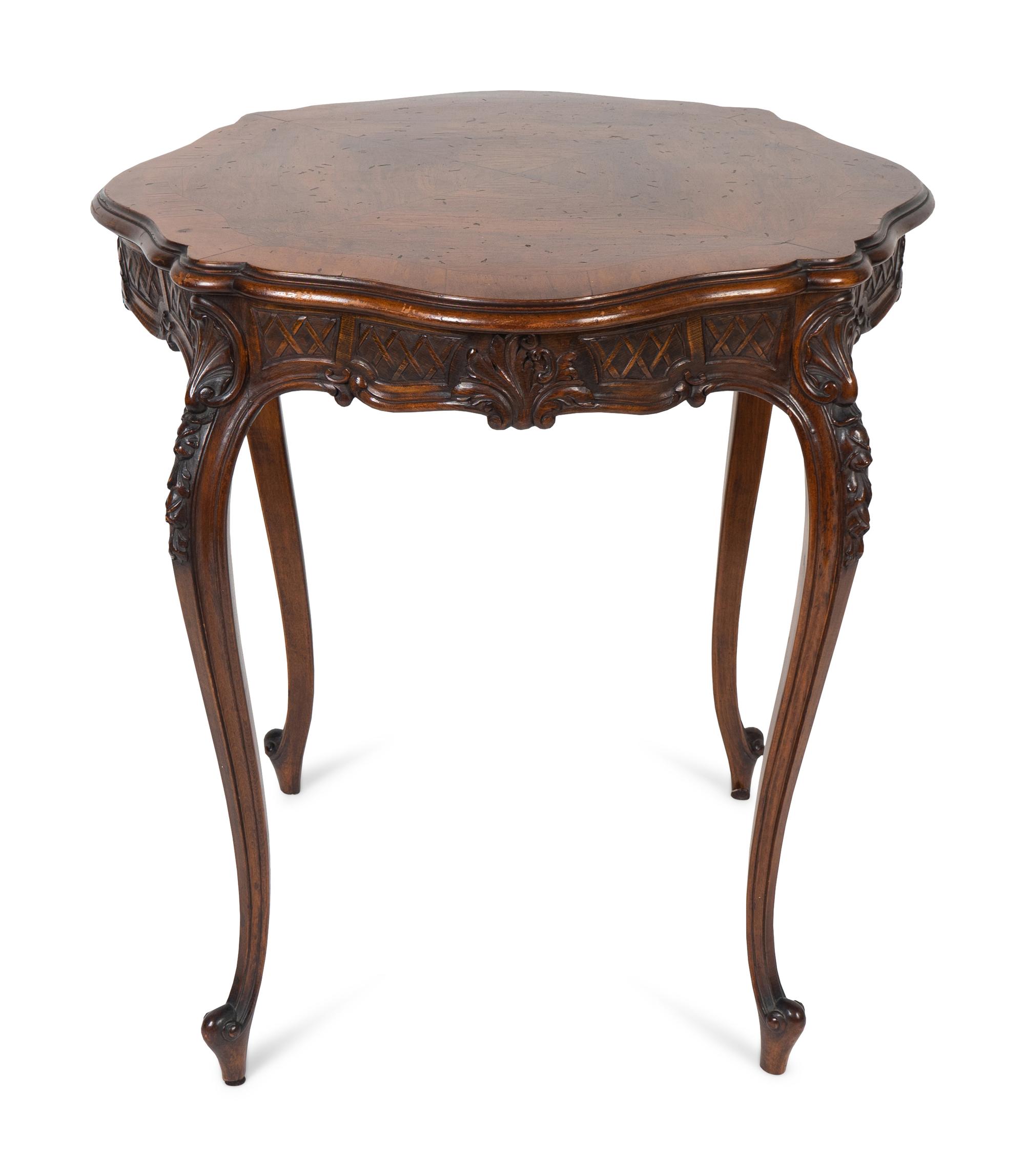 A Louis XV Style Carved Walnut Side Table — 19TH/20TH CENTURY