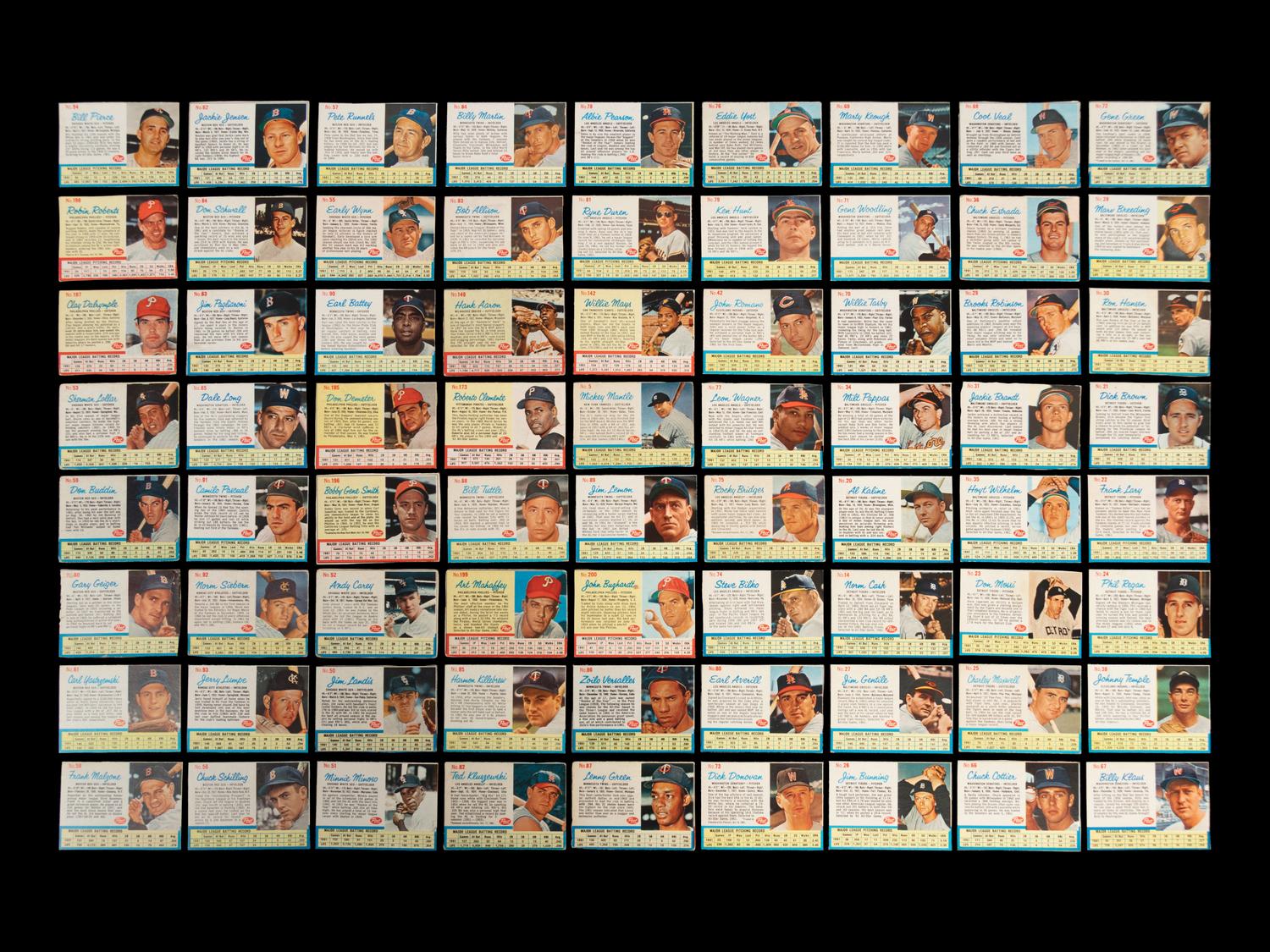A Complete Set 1962 Post Cereal Baseball Cards (200/200) Including Mickey Mantle