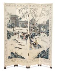 A Chinese Four-Panel Screen Height 72 x width 16 (each panel) x depth 1 inches. — 20TH CENTURY