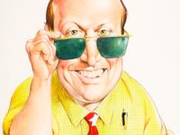 (Cartoon Art) DRUCKER, Mort (1929-2020). Original caricature painting of BILL ZWECKER.